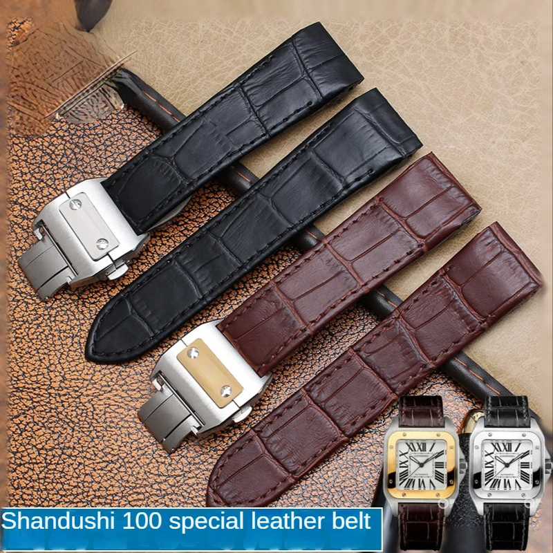 Cartier Watch Santos - Genuine Leather Watchband for Cartier Santos