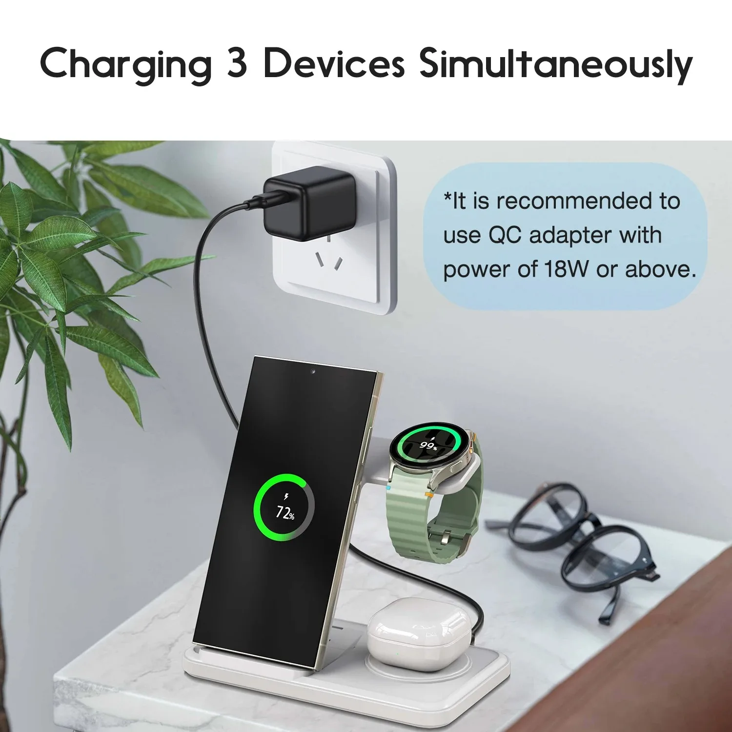 Desktop 3-in-1 Wireless Charge - Smartwatch Watches For Iphone recension och pris
