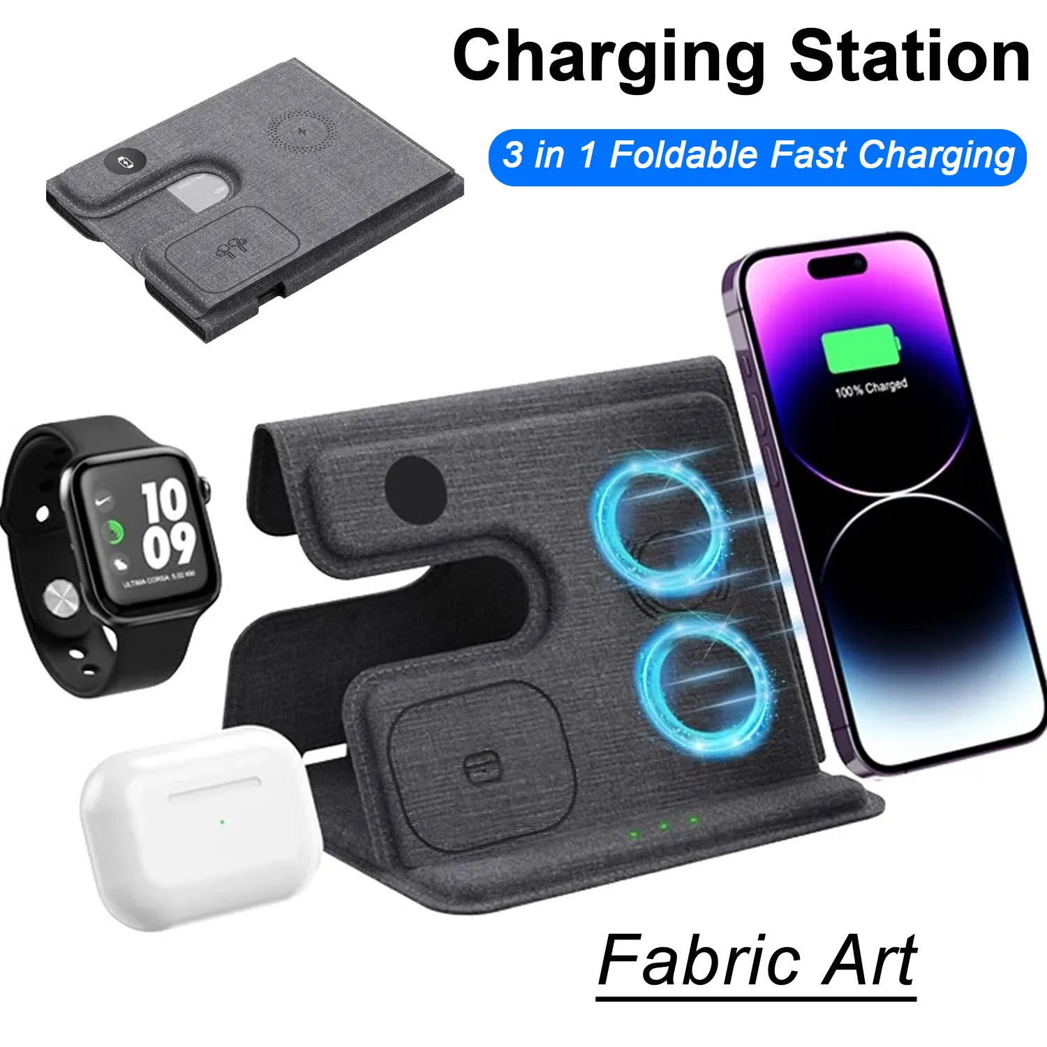 Desktop 3 in 1 Wireless Charge - Watch 7 Smartwatch Iphone recension och pris