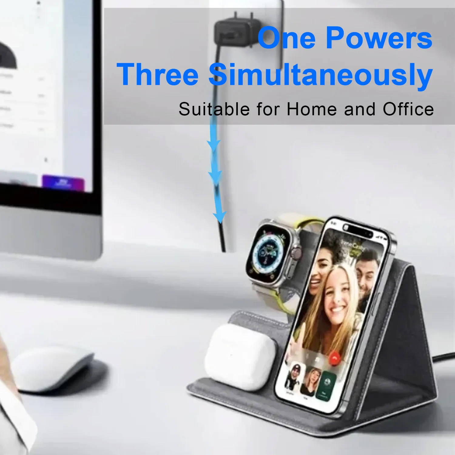 Desktop 3 in 1 Wireless Charge - Watch 7 Smartwatch Iphone recension och pris