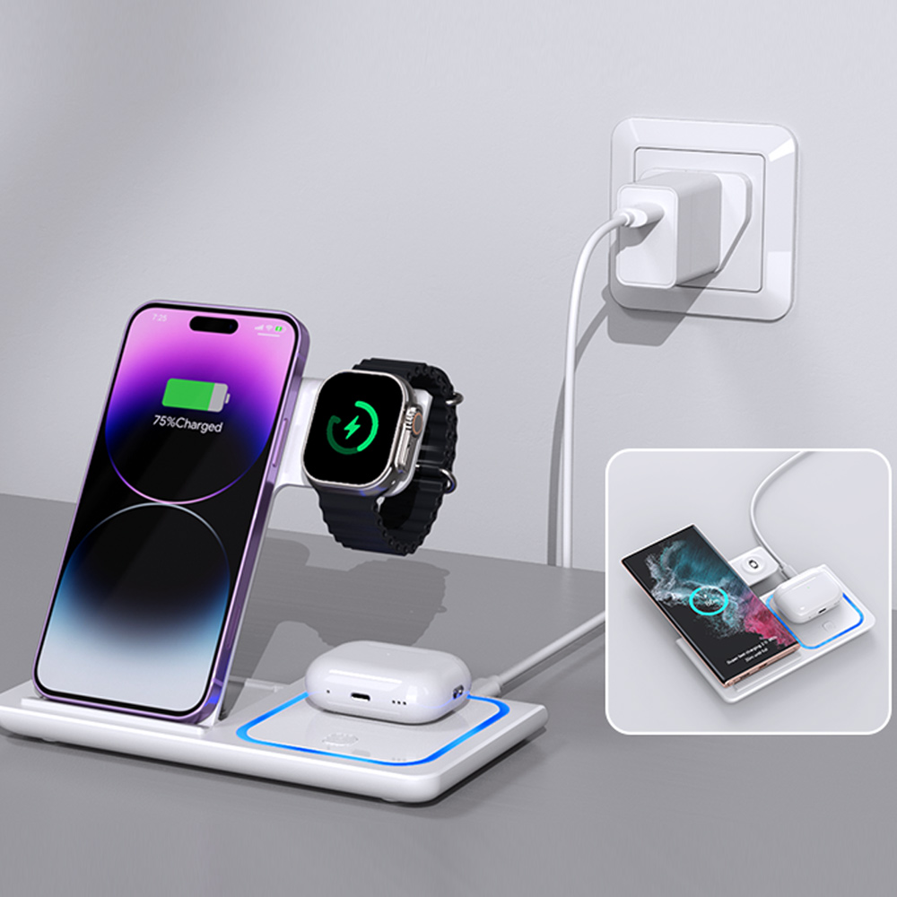 LED 3 in 1 Wireless Charger St - Watch 7 Smartwatch Iphone recension och pris
