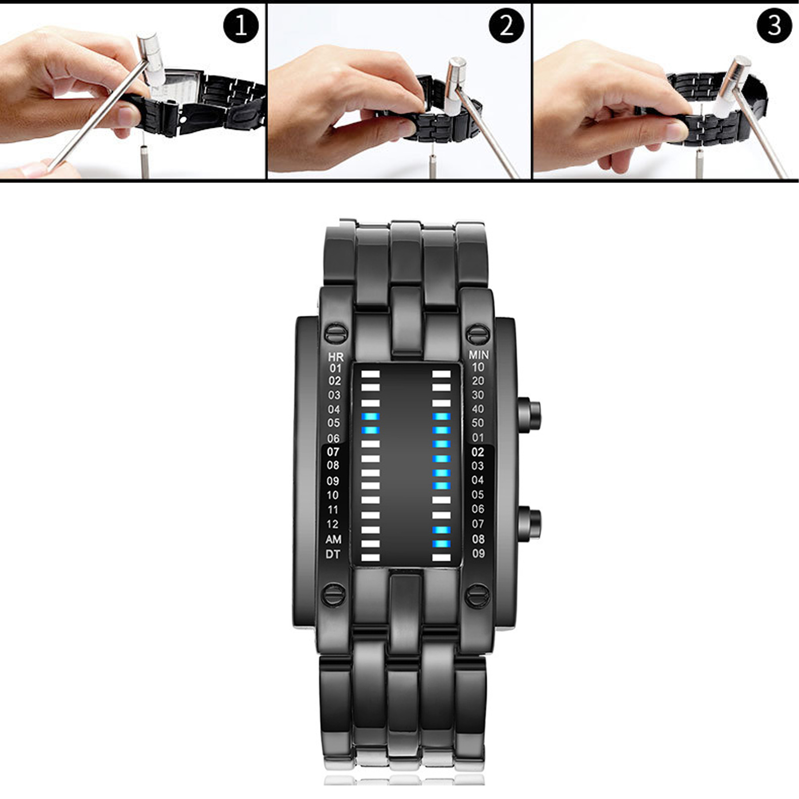 Premium Binary Matrix Blue LED - Smartwatch Premium Watches For Men recension och pris
