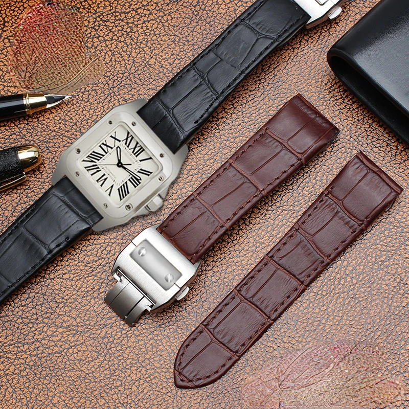 Genuine Leather Watchband for  - Cartier Watch Santos recension och pris