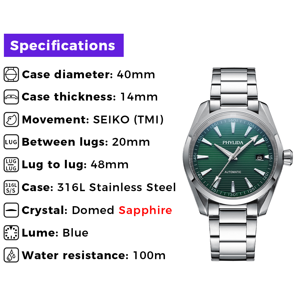 PHYLIDA New Aqua Automatic Wat - Seiko Watch Presage recension och pris
