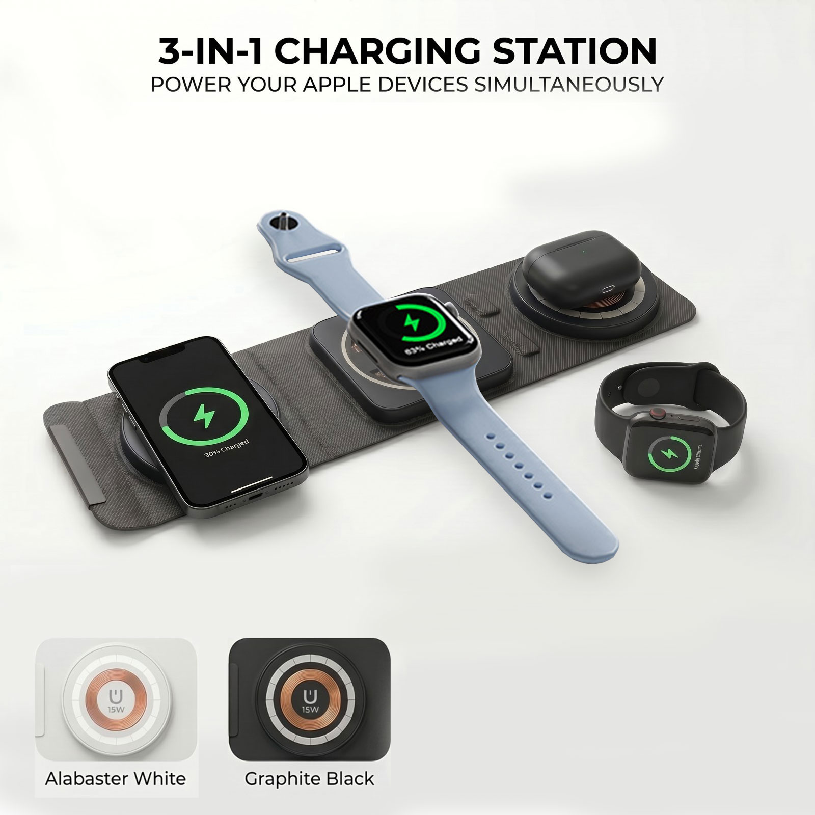 3 in 1 Foldable Wireless Charg - Watch 7 Smartwatch Iphone recension och pris